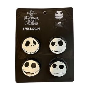 Jack Skellington The Nightmare Before Christmas Bag Clips 4-Pack New Sealed